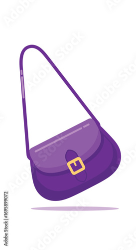 Elegant purple crossbody bag with gold buckle perfect for casual outings