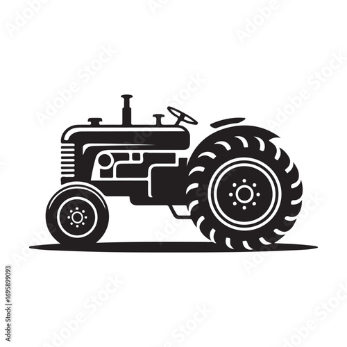 Modern Farm Tractor Silhouette vector. vector illustration EPS 10.