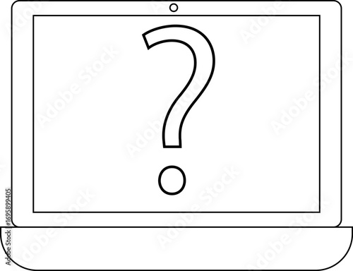 laptop icon and question mark icon with white background