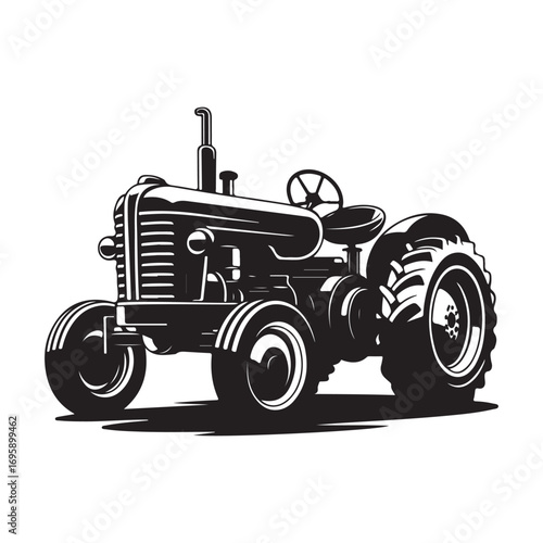 Modern Farm Tractor Silhouette vector. vector illustration EPS 10.