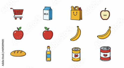 Icon set grocery