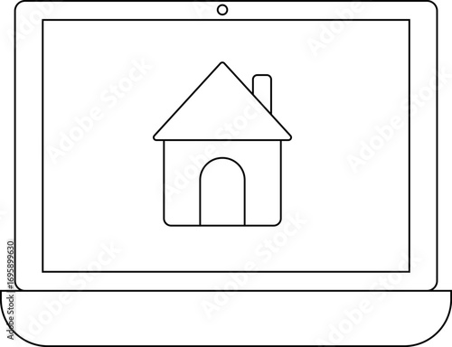 laptop icon and house icon with white background