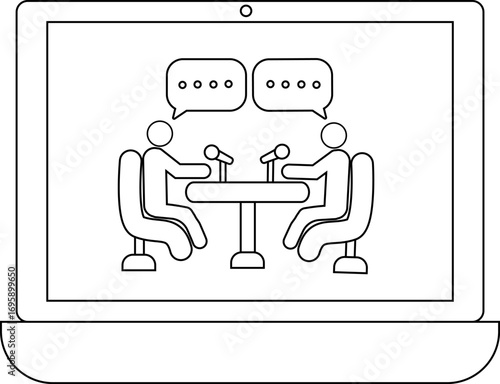 laptop icon and podcast icon with white background