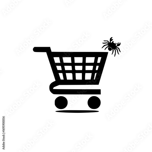 Marine themed shopping cart vector with crab icon for digital marketplace and coastal shop layout
