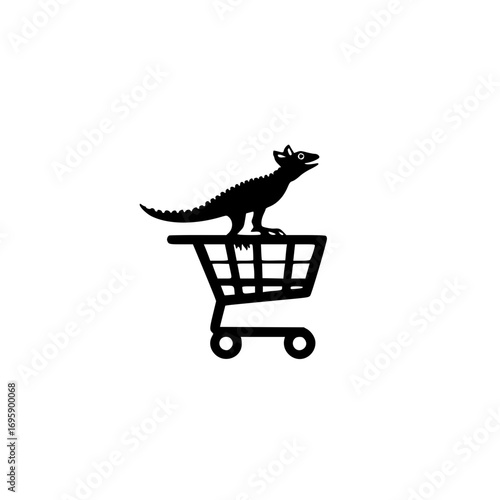 Reptile themed shopping cart vector with lizard icon for digital storefront and pet product layout