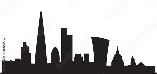 London Cityscape Silhouette Vector Art with Famous Buildings and Urban Landscape View