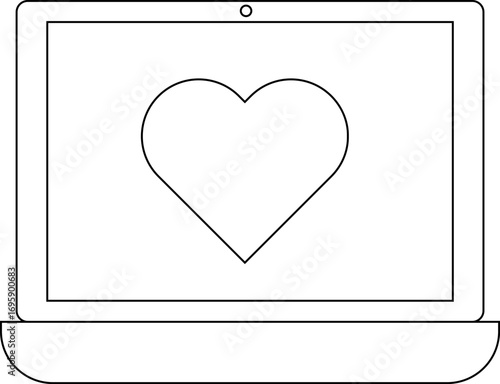 laptop icon and love icon with white background