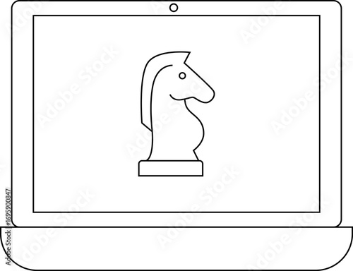 laptop icon and chess horse icon with white background