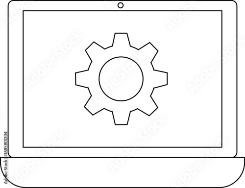 laptop icon and gear icon with white background