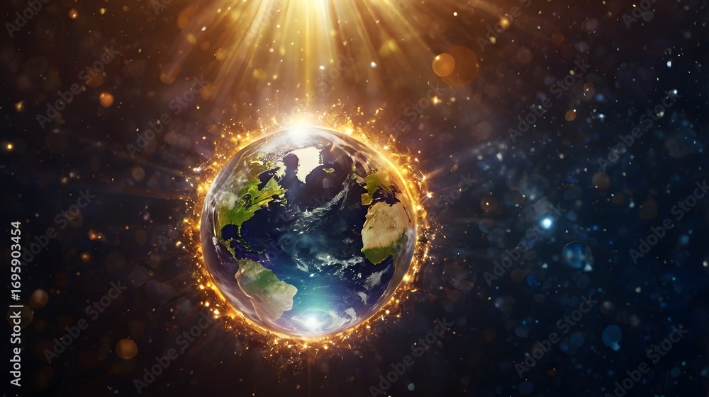 Obraz premium Planet Earth in space with glowing light effects