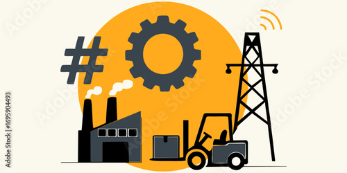 Industrial Emblem Circle Logo Vector Art Design. Ready Made Vintage industrial logo Vector Art Illustration. Best for Classic Logo Design