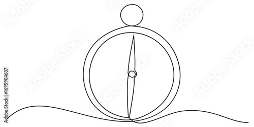 Compass in continuous one line drawing style. Minimalist black linear sketch isolated on white background. Vector illustration