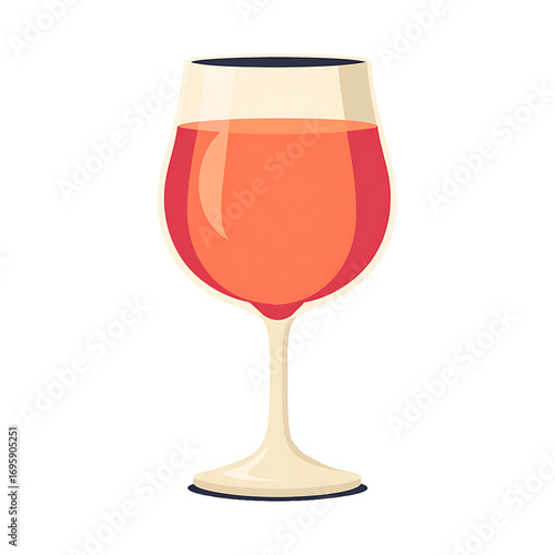 Red wine bottle and glass, cartoon illustration, isolated on transparent background