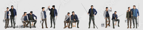 Set of father and son fishi...