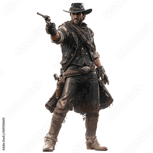 Vector cowboy with gun isolated 
