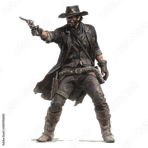 Vector cowboy with gun isolated 