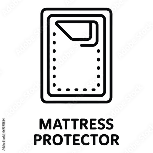 Mattress Protector Icon – Bedding, Sleep Protection, Hygiene, Mattress Cover, Furniture Accessory

