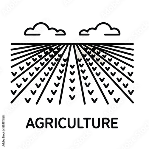 Agriculture Field Icon – Farming, Crop Growth, Rural Landscape, Agricultural Industry Symbol

