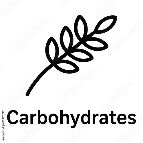 Carbohydrates Vector Icon – Nutrition, Food, Wheat, Energy Symbol