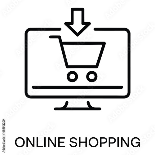 Online Shopping Vector Icon – E-commerce, Retail, Buy, Store Symbol
