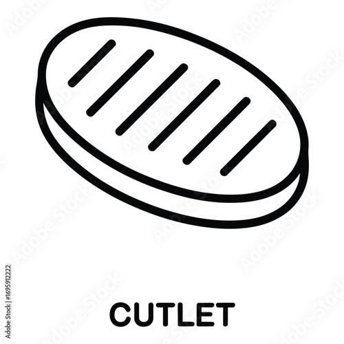 Cutlet Vector Icon – Food, Meat, Grill, Culinary Dish Symbol