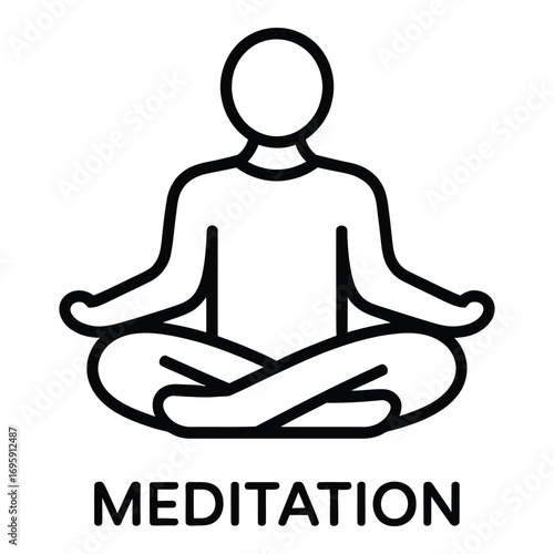 Meditation Vector Icon – Yoga, Relaxation, Mindfulness, Wellness Symbol