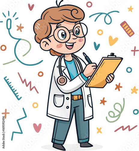 Cartoon Cartoonist Doctor Medical Illustration Vector Art