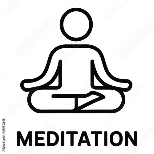 Meditation Vector Icon – Yoga, Mindfulness, Relaxation, Wellness Symbol