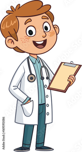 Cartoon Style Hospital Physician Character Vector Art