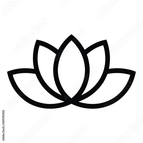 Lotus Line Icon - Yoga and Meditation Symbol