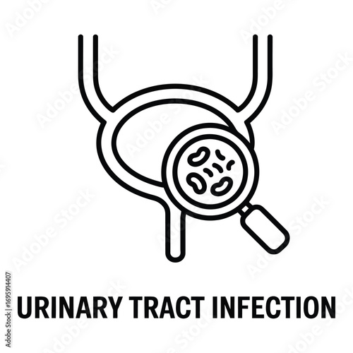 Urinary tract infection bacteria under magnifying glass anatomical bladder illustration concept 96 silhouette