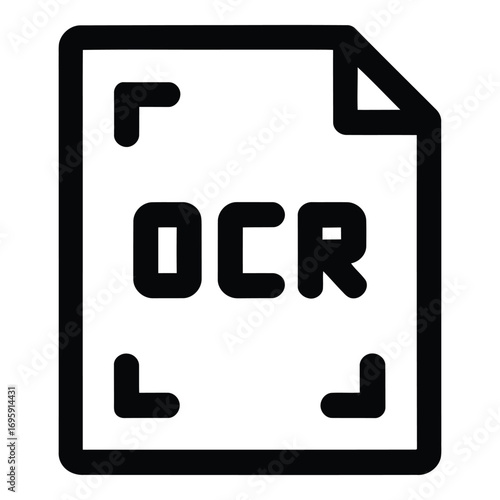 Optical character recognition document icon for converting images to editable text format usage and applications silhouette