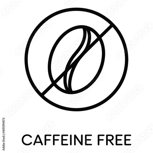 Caffeine free icon representing decaffeinated coffee with a crossed out coffee bean symbol image icon silhouette