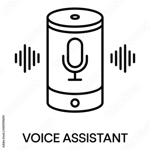 Voice assistant icon representing smart technology and digital assistance for modern devices usage online silhouette