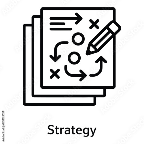 Planning strategies and tactics for business success with pencil and paper documentation process silhouette