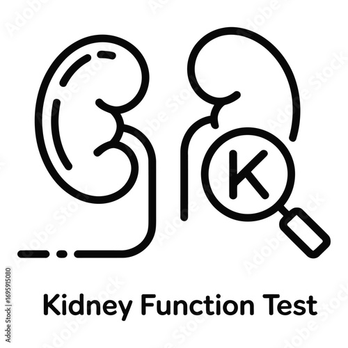 Kidney function test analysis with magnifying glass and k symbol for potassium checkup concept 96 silhouette