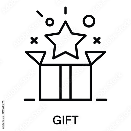 Gift box with star icon surprise present celebration package holiday birthday special occasion reward 96 silhouette