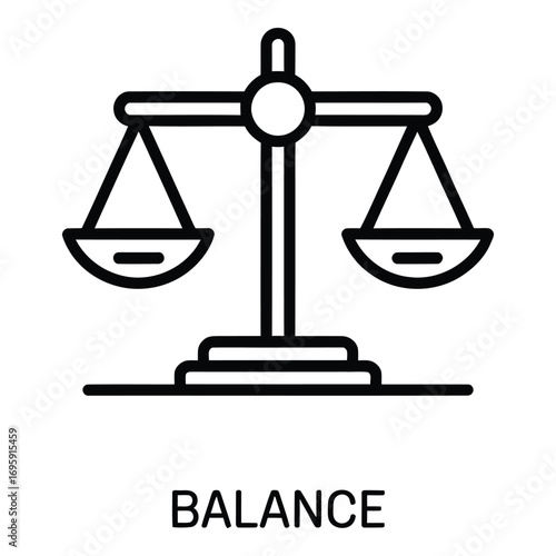 Illustration of a balance scale representing justice equilibrium and fairness in legal matters and decisions silhouette