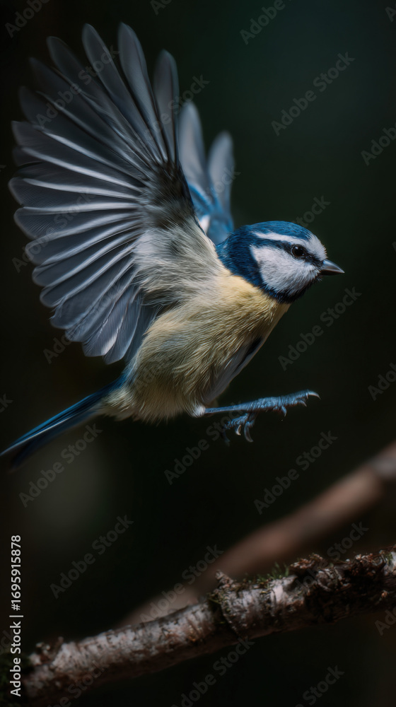 Fototapeta premium Blue Tit Taking Off