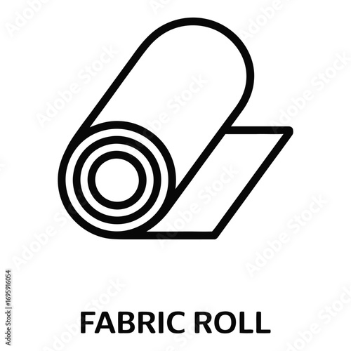 Outline illustration of a fabric roll with bold lines and a clean white background for design work silhouette