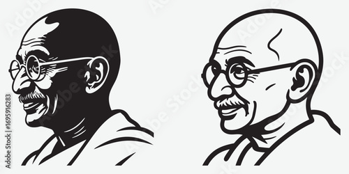 Mahatma Gandhi profile portrait and Gandhi Ji gandhi jayanti