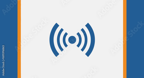 Close-up flat lay of a blue and orange wireless signal icon against a light gray background, conveying a clear and concise digital communication concept.