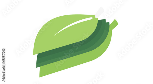 Close-up flat lay image of stacked green leaves against a white background, showcasing a vibrant and fresh color palette, conveying a natural and healthy mood.