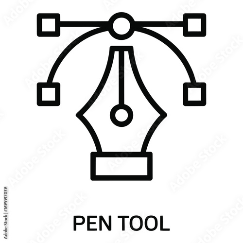 Vector graphic illustration of pen tool with handles for adjusting curves and paths in design software silhouette