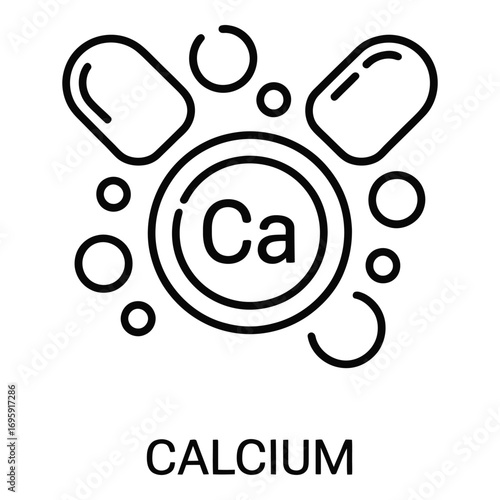 Calcium supplement pills and tablets for healthy bones and teeth dietary intake nutrition needs silhouette