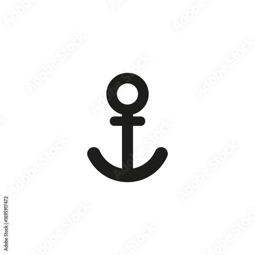The anchor icon. The black silhouette of the anchor. An anchor is a device for holding a vessel in place. Vector illustration isolated on a white background for design and web.