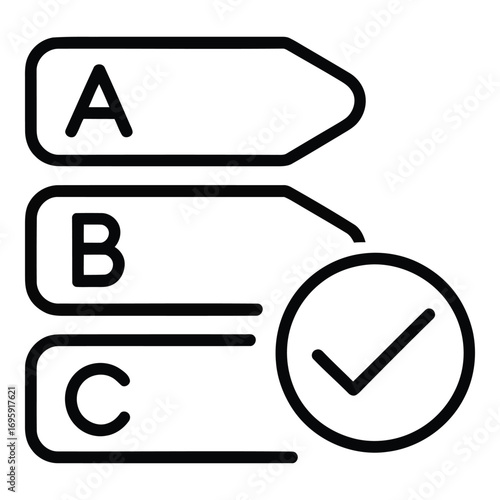 Energy efficiency ratings with checkmark indicating compliance and best choice selection done silhouette