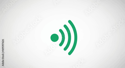 Green wifi signal icon, digital communication symbol, flat design, vector illustration, against white background, conveying a clean and modern aesthetic.