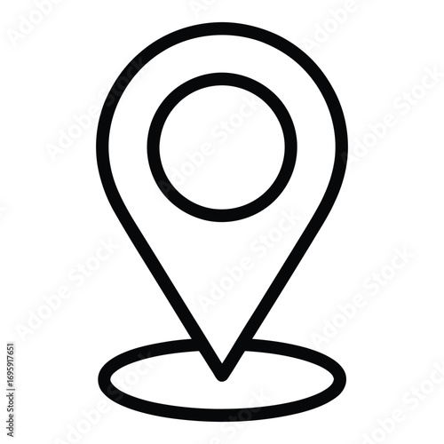 Location pin icon representing navigation and mapping services for finding directions and places on maps silhouette