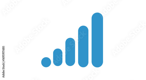 Close-up flat lay of a blue upward trending bar graph, illustrating growth, against a white background, conveying a positive and optimistic mood.